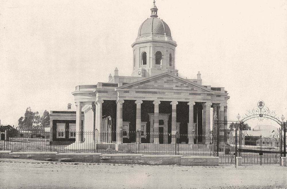 SOUTH AFRICA. Bloemfontein- The Raadzaal Building 1899 old antique print